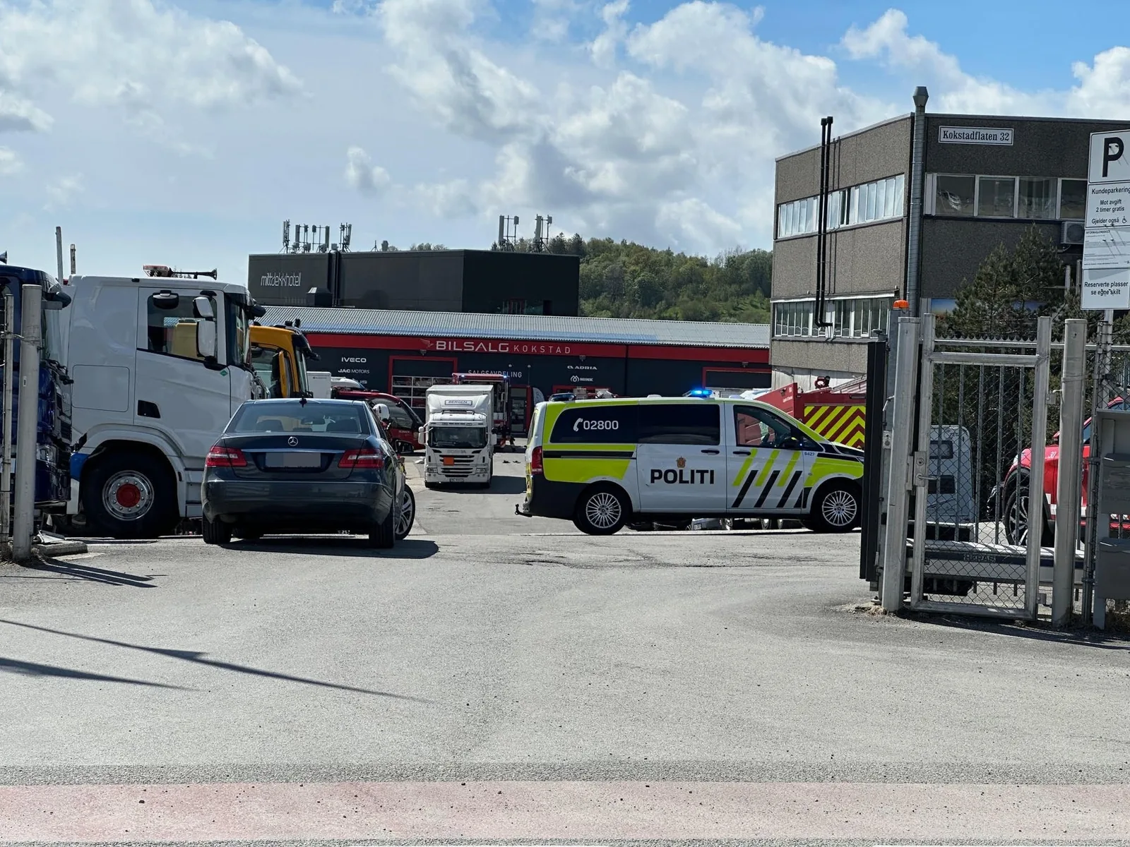 Etsende væskelitasje ved Kokstad: Beredskap på stedet